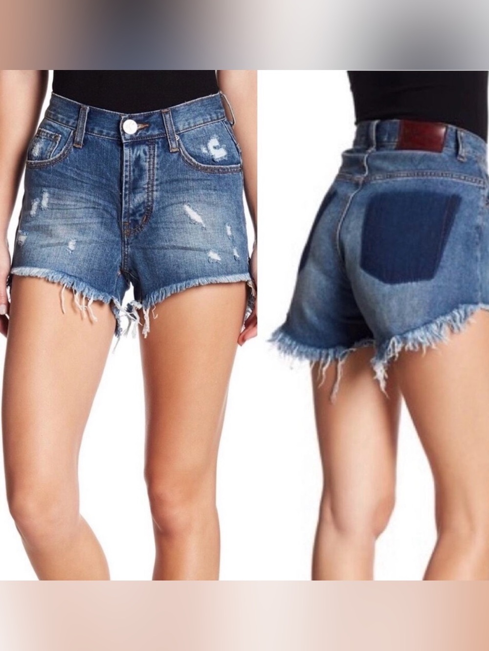 One Teaspoon x Free People Hawks Blue Royale Cut Off Shorts 32